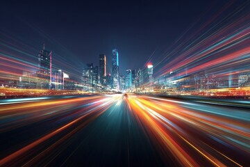 Fototapeta premium City lights blur at night