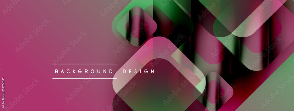 Aufkleber abstract geometric shapes overlap, creating vibrant pink, green gradients. modern design elements su