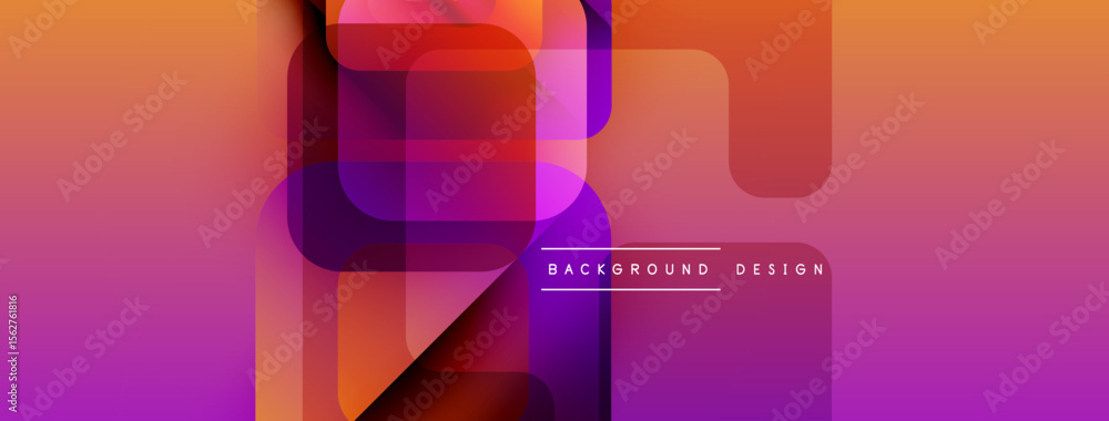 Aufkleber Abstract gradient shapes overlap creating dynamic visual effect. Warm colors dominate, purple blends into orange tones. Modern design element.