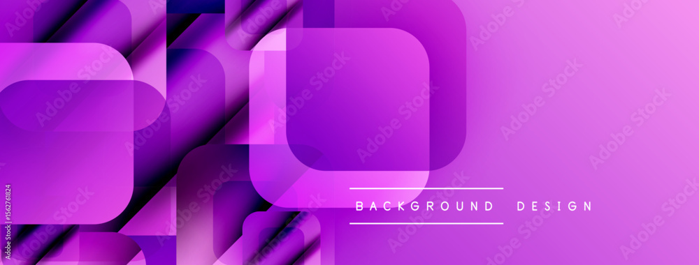 Poster abstract purple geometric shapes overlap. modern design features gradients, layers, clean aesthetic.