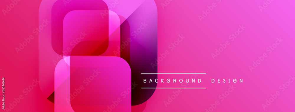 Poster abstract geometric composition. vivid pink, purple gradients create layered squares. modern design e