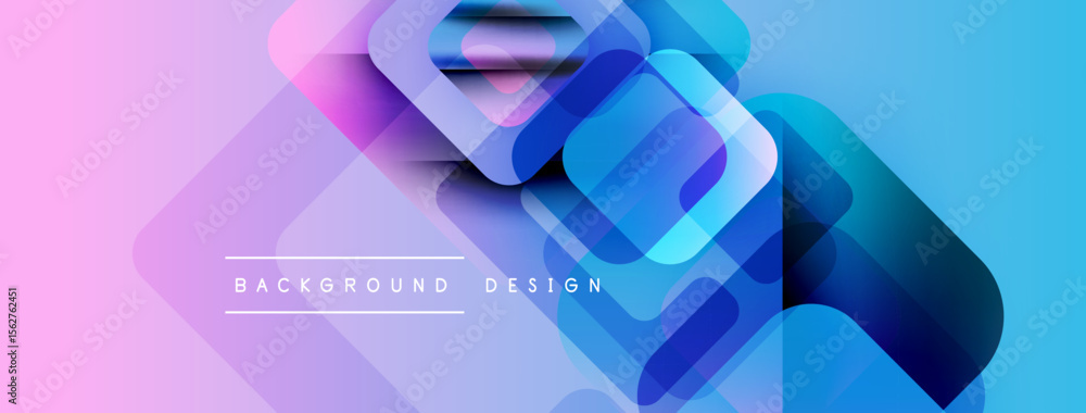 Aufkleber abstract geometric shapes overlap, creating vibrant pink, blue gradients. modern design elements sug