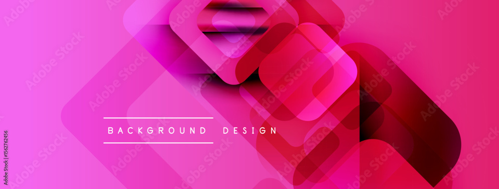 Aufkleber Abstract pink background. Overlapping squares create modern geometric pattern. Bright gradients, dynamic composition. Minimalist design elements.
