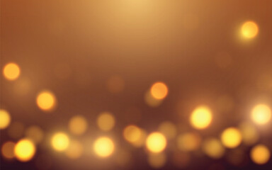 Warm Golden Bokeh Light Background. Soft glowing orbs on a warm brown gradient blur, Background decoration