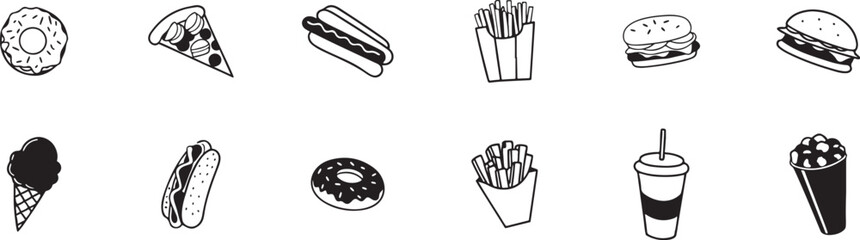 Fast Food Icon Set in Minimal Style