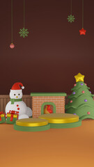 3D background natal or chrismast minimalist podium portrait template, suitable for product promotions