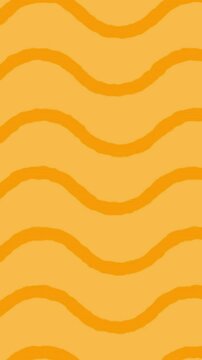 Animation of pizza icons over waves on yellow background