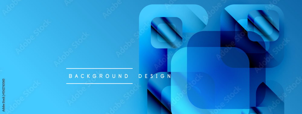 Aufkleber Abstract blue background. Overlapping squares create depth, modern design. Text reads background design. Simple, clean aesthetic.