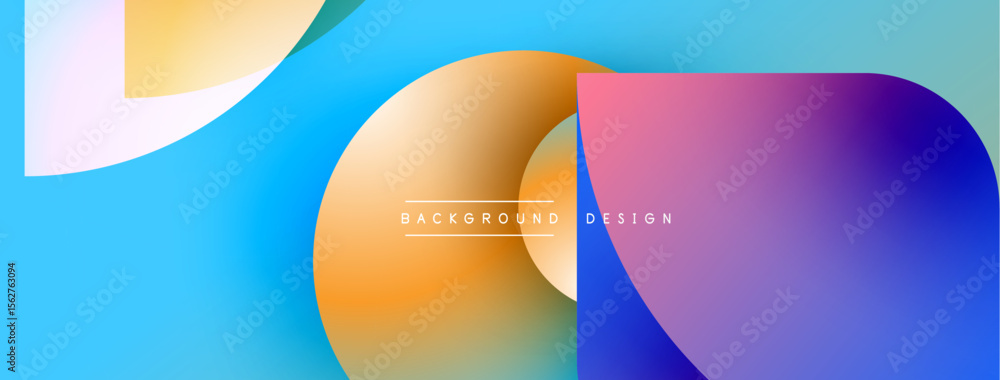 Poster Abstract colorful shapes overlap. Gradient hues blend, creating dynamic visual effect. Modern design elements present smooth transitions.