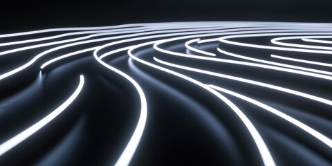 Abstract glowing lines curving in a spiral pattern