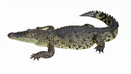 Naklejka premium Young Nile Crocodile Reptile, Scales, Jaws, Teeth, Tail, Wild Animal, Predator, Africa, Wildlife