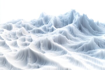 Abstract representation of serene mountain ranges with soft white tones and flowing textures