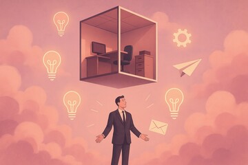 Entrepreneurial inspiration innovative business ideas through creative digital office illustrations