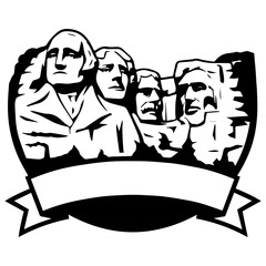 Mount Rushmore iconic presidential monument in South Dakota on transparent background
