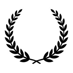 Laurel wreath decorative emblem on transparent background
