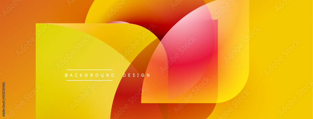 Poster Abstract geometric shapes overlap. Warm colors dominate, creating dynamic visual effect. Text reads background design.