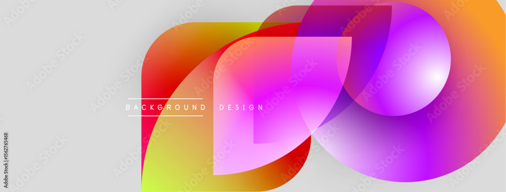 Poster Abstract vibrant shapes overlap, creating dynamic colorful background. Modern design elements suggest energy, innovation, fluidity.