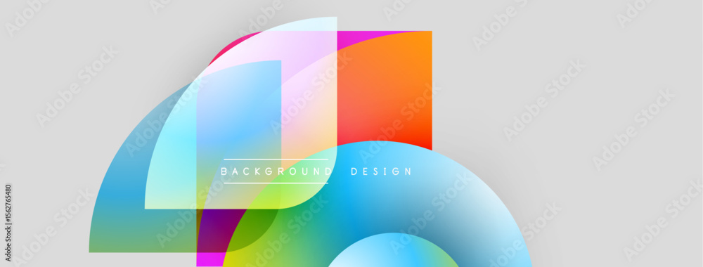Aufkleber Abstract colorful shapes overlap. Gradient hues blend, creating dynamic visual effect. Modern design element for backgrounds.