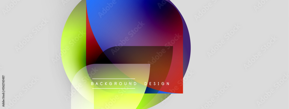 Aufkleber Abstract colorful design features overlapping circles. Gradient hues blend, creating dynamic visual effect. Text reads background design.