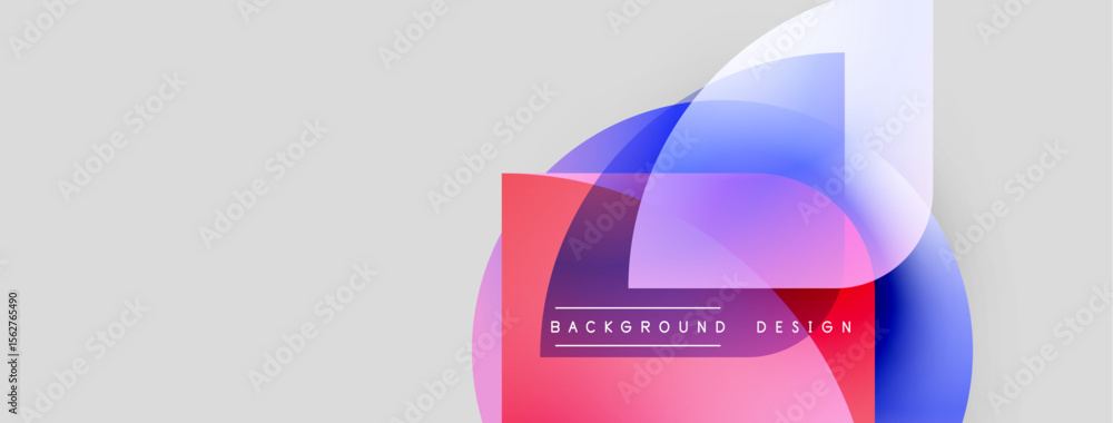 Aufkleber Abstract geometric shapes overlap, creating vibrant color gradients. Background features text background, design. Minimalist style, modern aesthetic.