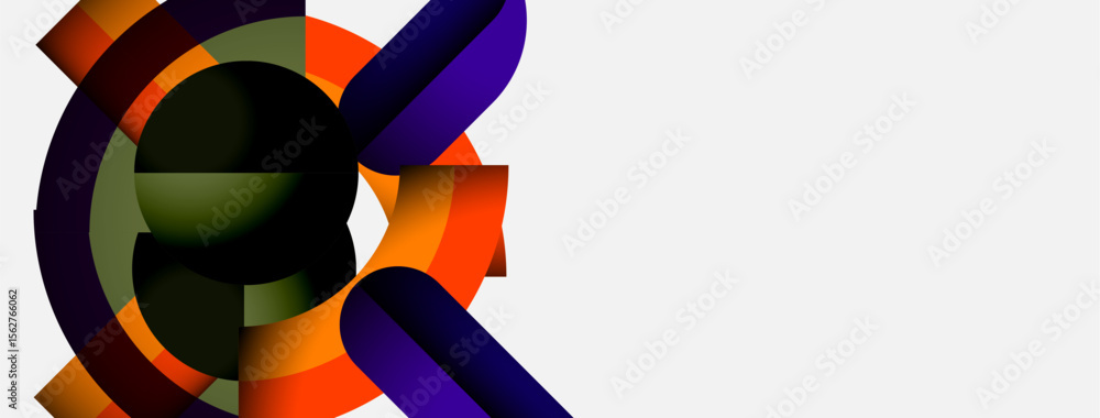 Aufkleber Abstract geometric design. Circular shapes overlap, creating vibrant color patterns. Modern aesthetic, simple background.