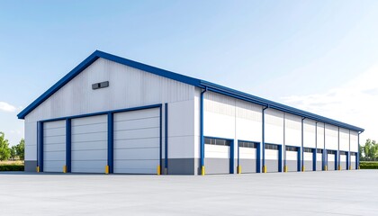 Fototapeta premium Warehouse Building Exterior with Clear Sky.