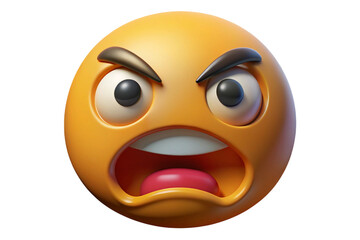Fototapeta premium 3d angry emoji face with wide open mouth isolated on transparent background