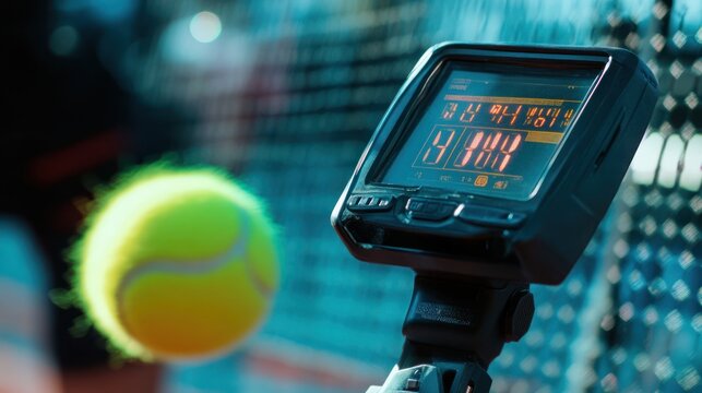Tennis Speed Gun and Ball in Motion: Capturing the Intensity of the Game