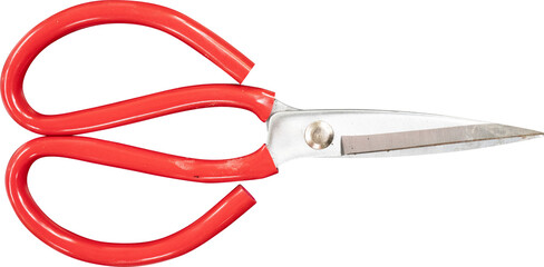 Bright red scissors with metal blades, ideal for crafting and everyday use.