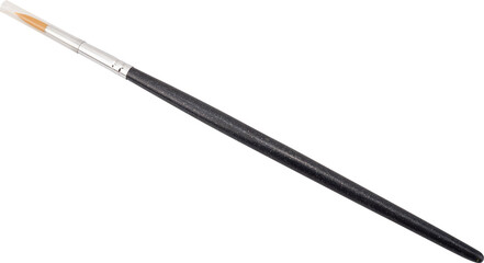 Close-up of a fine art paintbrush on a white background.