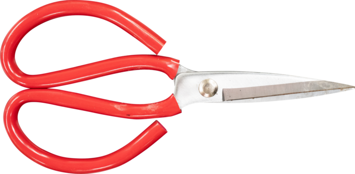 Bright red scissors with metal blades, ideal for crafting and everyday use.
