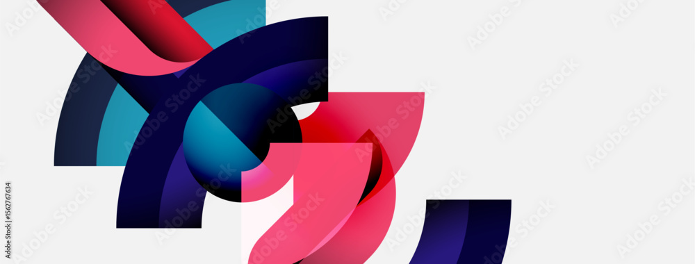 Poster Abstract ribbons intertwine, vibrant colors blend. Modern design, dynamic composition, smooth gradients create visual interest.