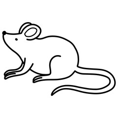 Hand drawn cartoon mouse illustration outline 