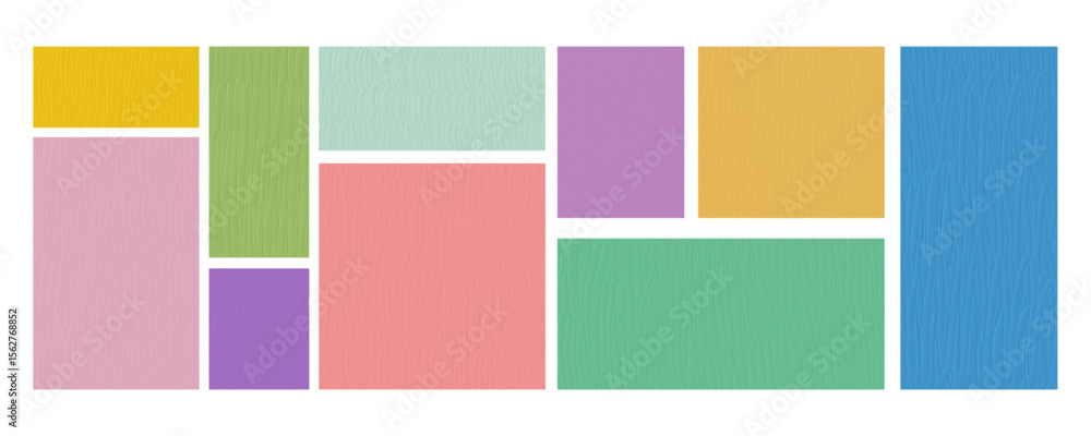 Poster colorful blocks of rectangles and squares are arranged in a similar arrangement to cuttings of diffe