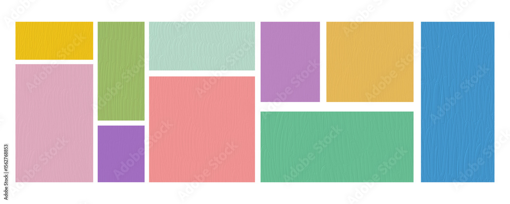 Poster colorful blocks of rectangles and squares are arranged in a similar arrangement to cuttings of diffe