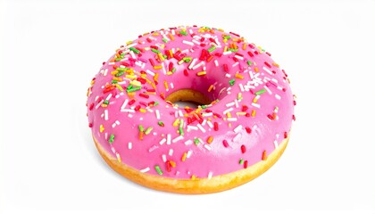 Pink Donut with Sprinkles Delicious Glazed Pastry Treat