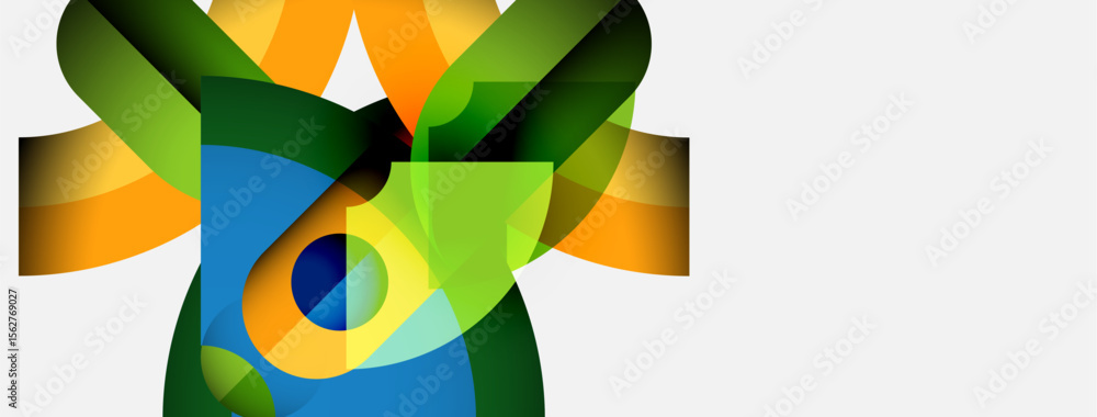 Aufkleber Abstract colorful shapes overlap, creating dynamic visual composition. Bright hues dominate, suggesting energy, movement. Clean white space balances design.