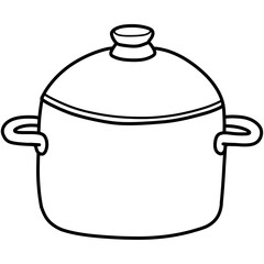 Hand drawn cartoon illustration outline of a pot with a lid