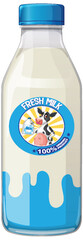 Vector Illustration of Milk Bottle with Cow Label