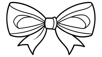 a decorative bow with loops and tails in a simple outline style for coloring pages