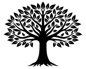 Obraz premium Hornbeam Tree vector silhouette illustration isolated on white background