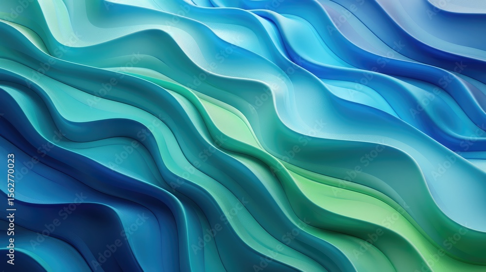 Poster abstract wavy layers in shades of blue and green. modern fluid background design. background image o