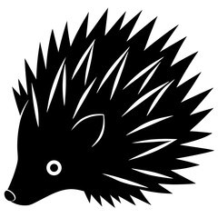 Stylized black silhouette of a hedgehog with spiky back