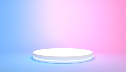 White Podium Stage with Pastel Background.