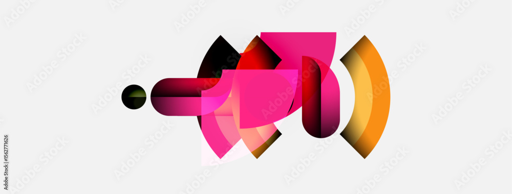 Poster Abstract composition. Overlapping shapes create vibrant color gradients. Modern design, minimalist aesthetic, dynamic visual impact.