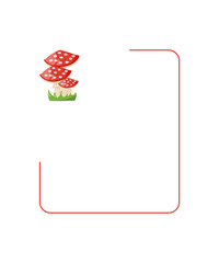 Minimal Red Frame with Mushrooms on Upper Left, Perfect for Nature Notes, Cards, or Invitations