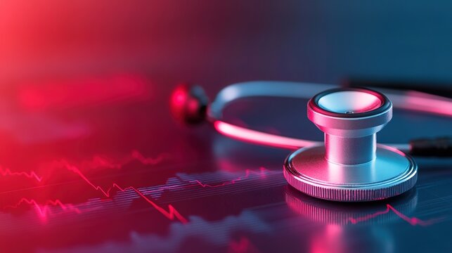 Close-Up of Stethoscope on Heartbeat Monitor in Medical Setting