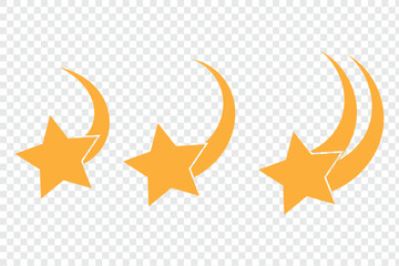 set of falling star element. Silhouette vector of a falling star, ideal for celestial, night sky, and dream-themed design projects. 
