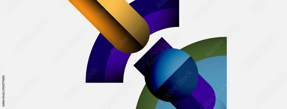 Aufkleber Abstract shapes overlap, creating vibrant color gradients. Composition feels modern, dynamic, visually engaging. Smooth transitions define forms.