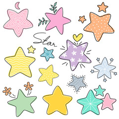 A collection star graphics for design and decoration. Can be used in many ways such as stickers, scrapbooks, paper patterns, fabric patterns, art for kids, craft, card decoration and more.